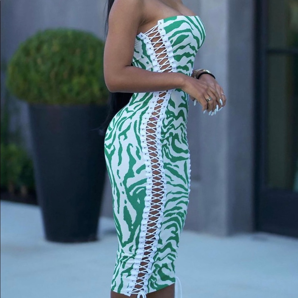 Wild Pleasures Midi Dress- Green